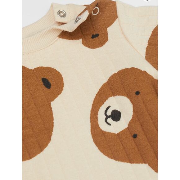 H&M Light Beige Bears 2 Piece Quilted Set Size 12 Months Teddy Bear - Picture 8 of 9